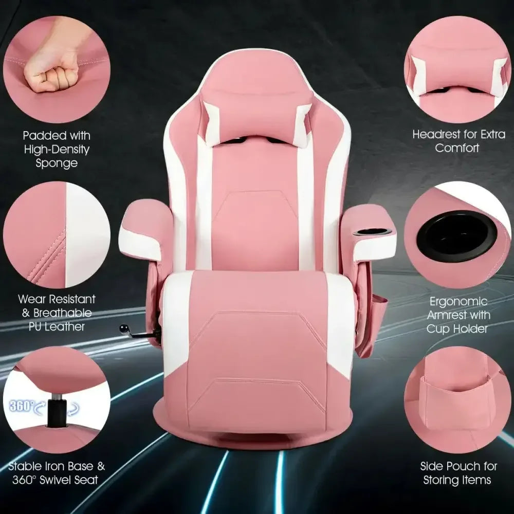 Electric Massage Gaming Chair with Cup Holder and Side Pouch - Ergo Heights