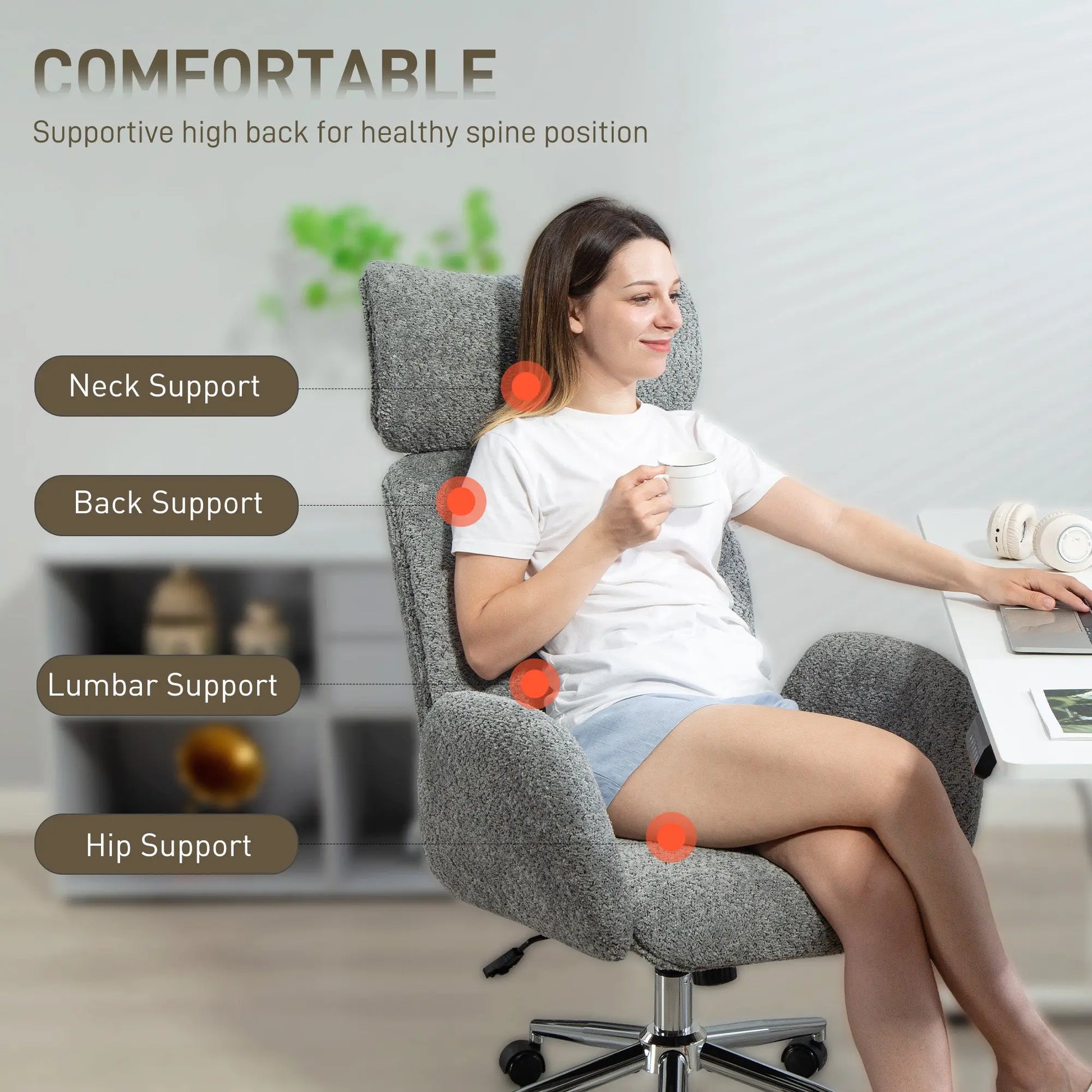 Desk Chair with Adjustable Headrest, Spring Pack, Office Chair