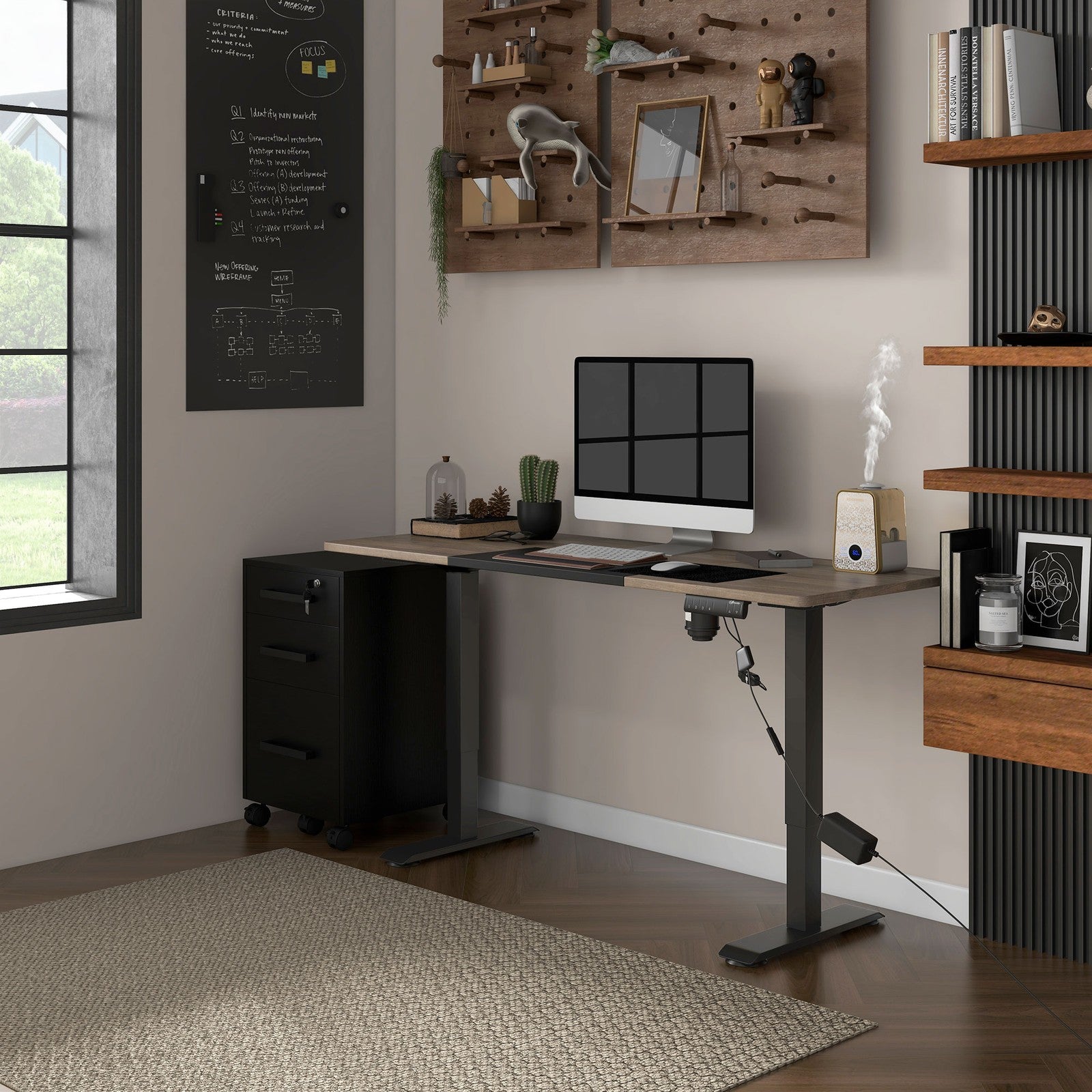 Height Adjustable Electric Standing Desk Stand up Desk for Home Office Black