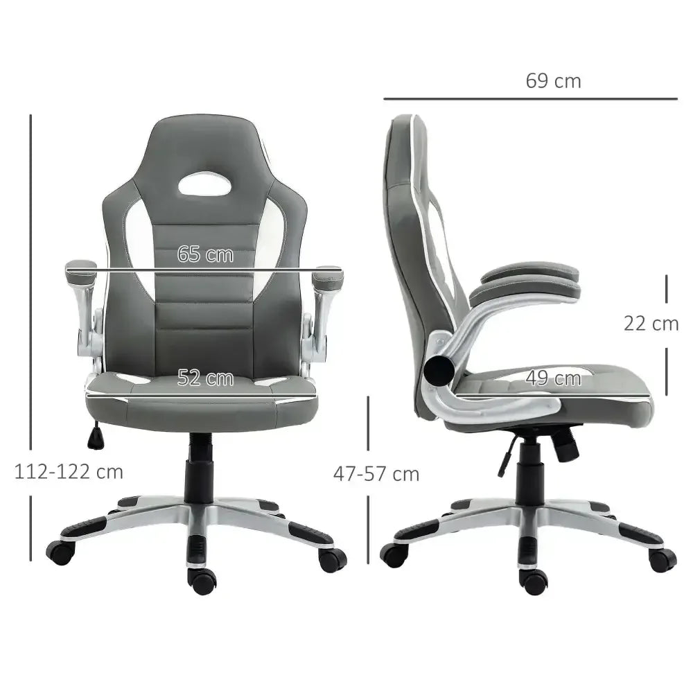 Racing Gaming Chair Height Adjustable Swivel Chair with Flip up Armrests - Ergo Heights