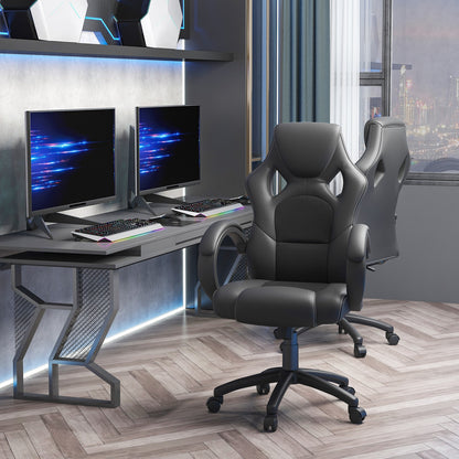 Vinsetto Racing Gaming Chair, PU Leather Swivel Office Gamer Chair Black