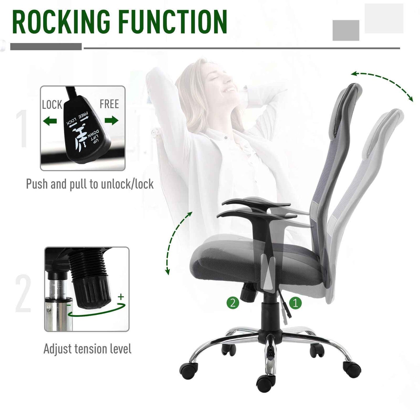 High Back Mesh Office Chair Swivel Desk Chair with Adjustable Height - Ergo Heights