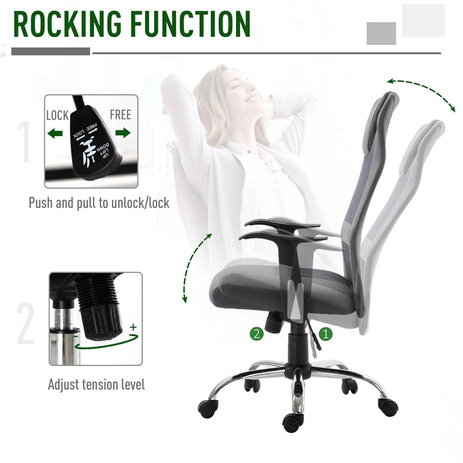 High Back Mesh Office Chair Swivel Desk Chair with Adjustable Height - Ergo Heights