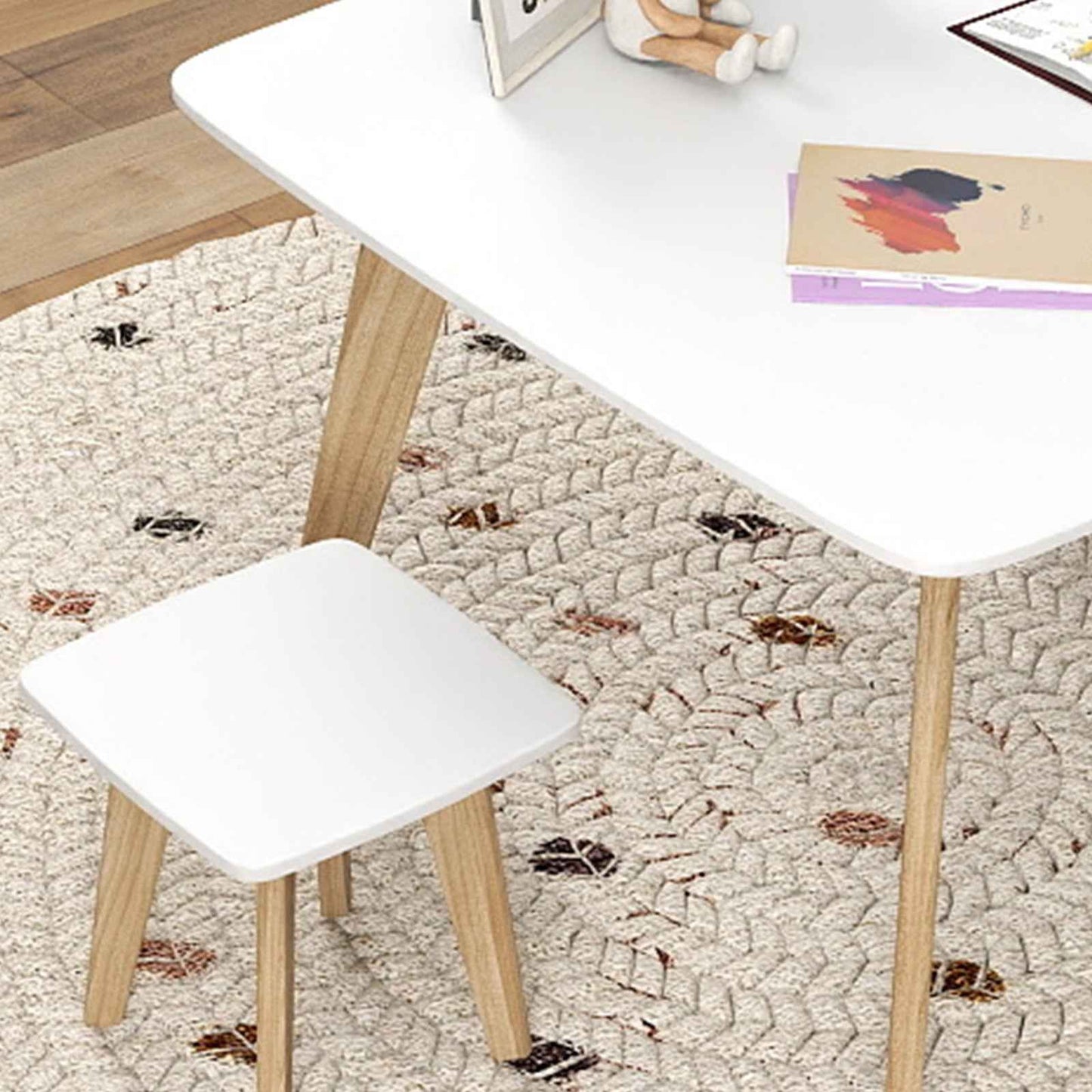 Ergo Heights Kids Desk and Chair Set with Wooden Legs