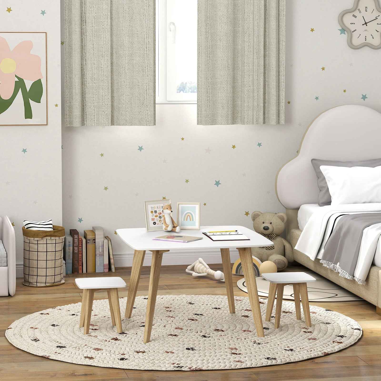 Ergo Heights Kids Desk and Chair Set with Wooden Legs