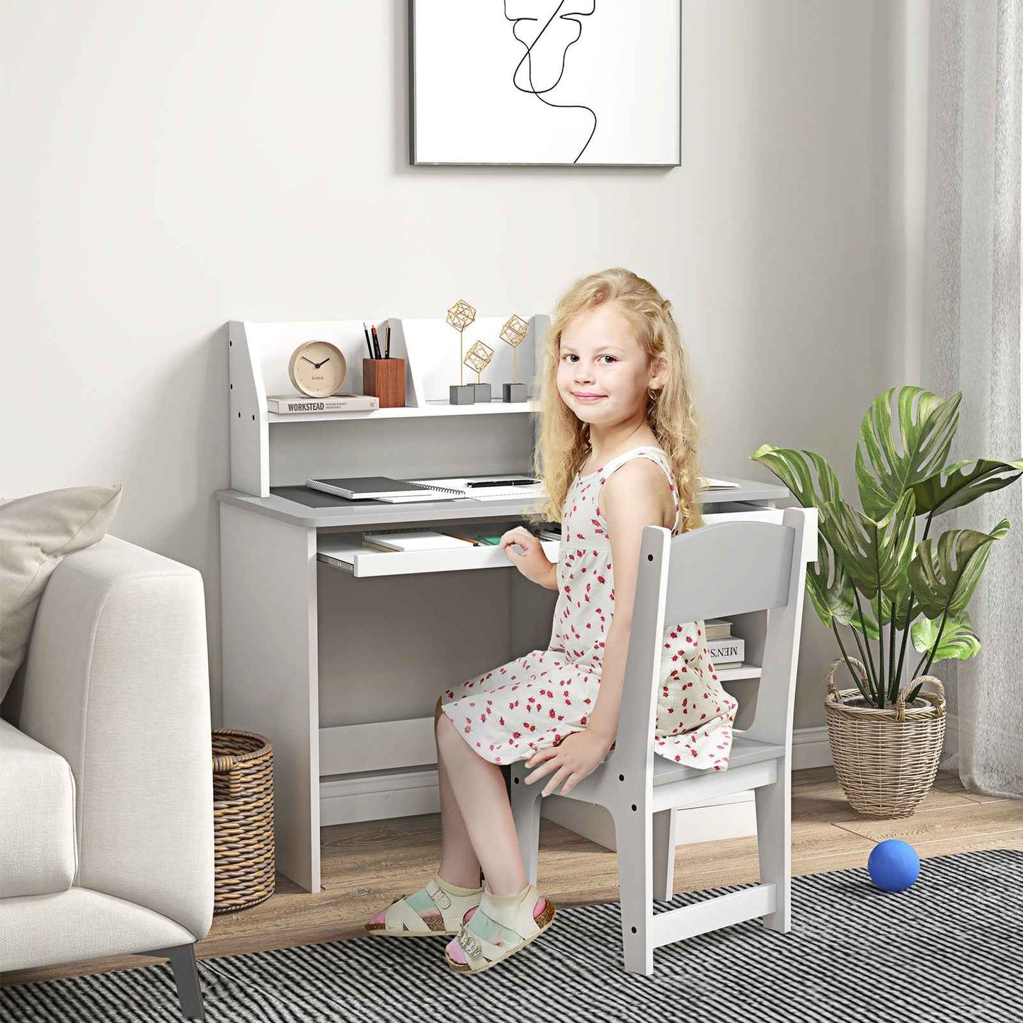 Ergo Heights Kids Desk and Chair Set - Ergonomic White
