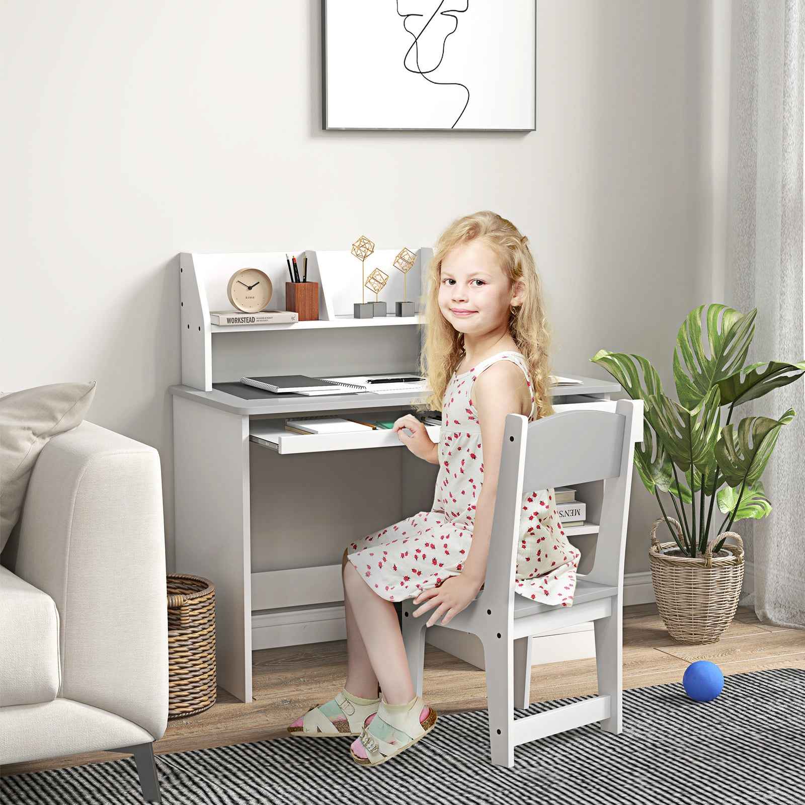 Ergo Heights Kids Desk and Chair Set - Ergonomic White