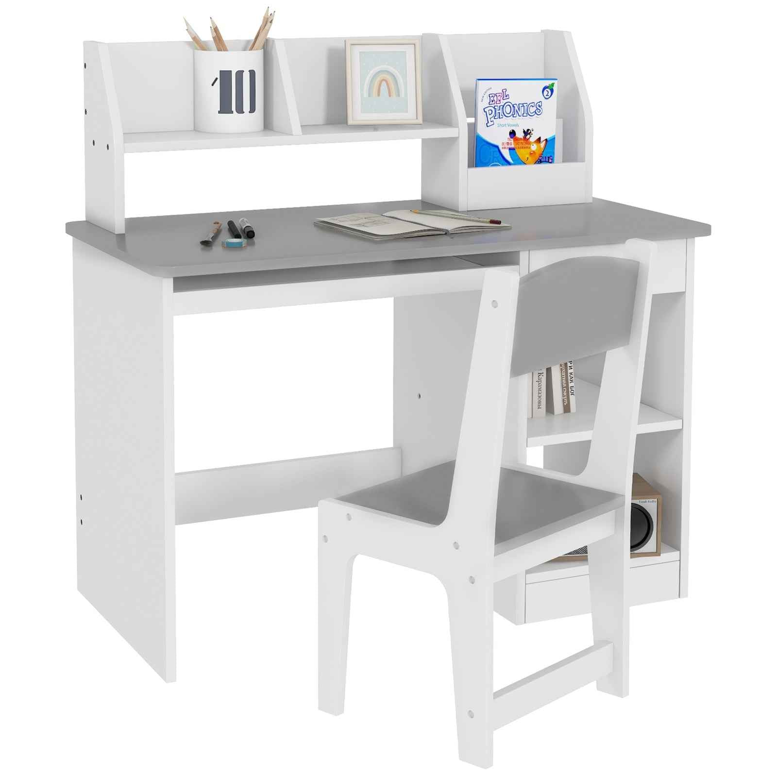 Ergo Heights Kids Desk and Chair Set - Ergonomic White