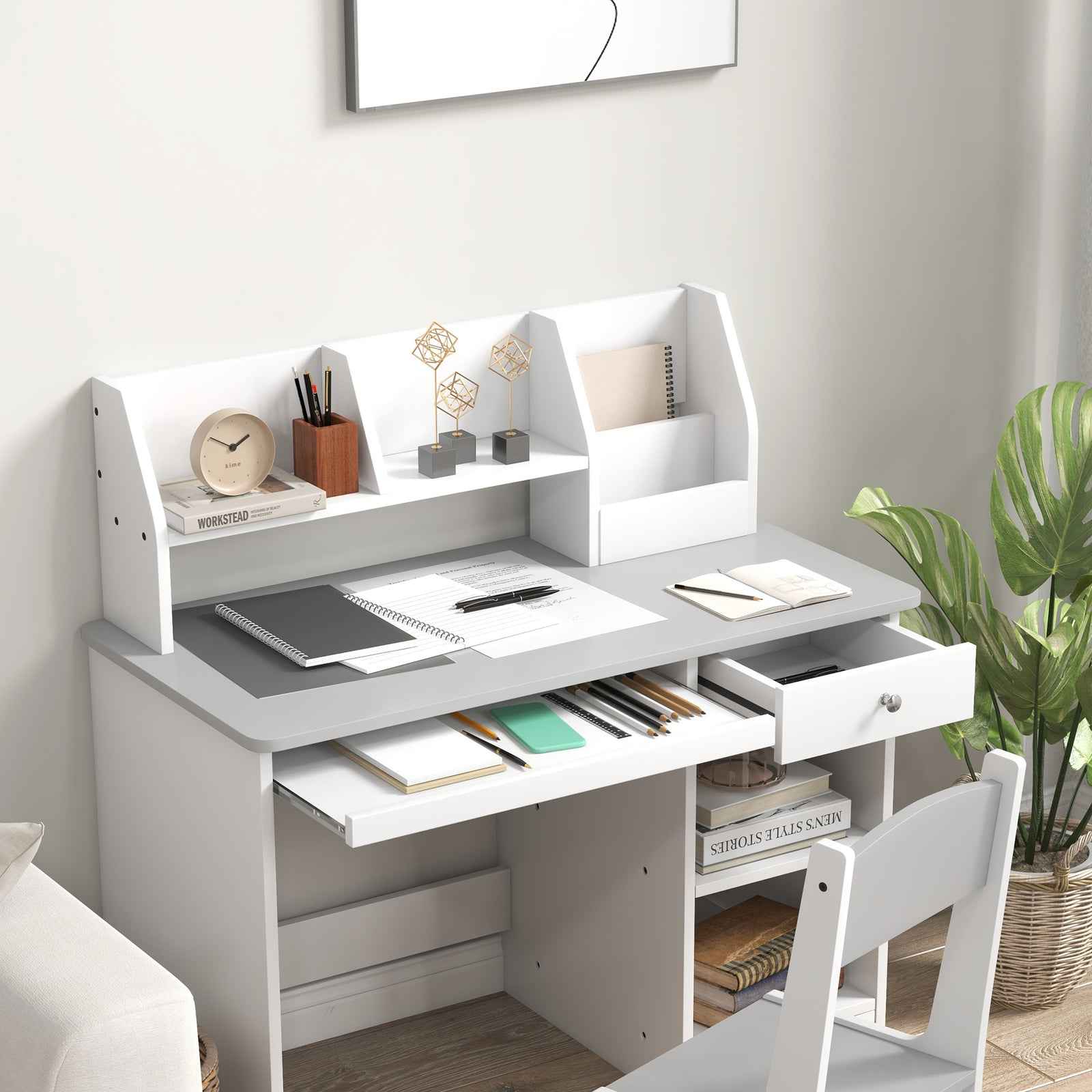 Ergo Heights Kids Desk and Chair Set - Ergonomic White