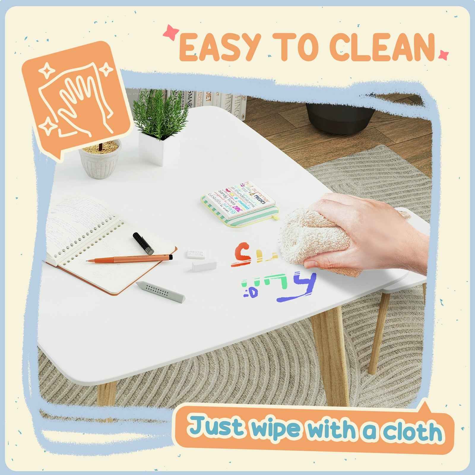 Ergo Heights Kids Desk and Chair Set with Wooden Legs