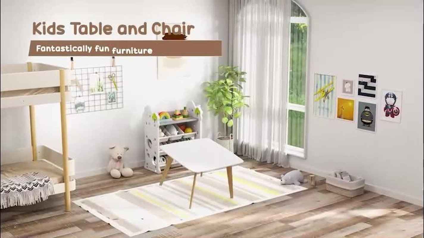 Ergo Heights Kids Desk and Chair Set with Wooden Legs