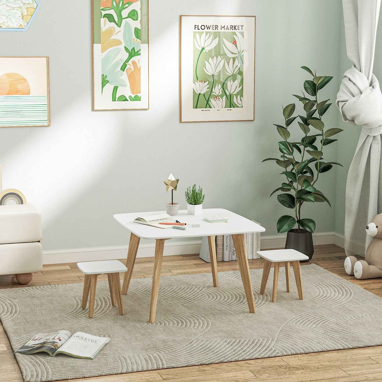Ergo Heights Kids Desk and Chair Set with Wooden Legs