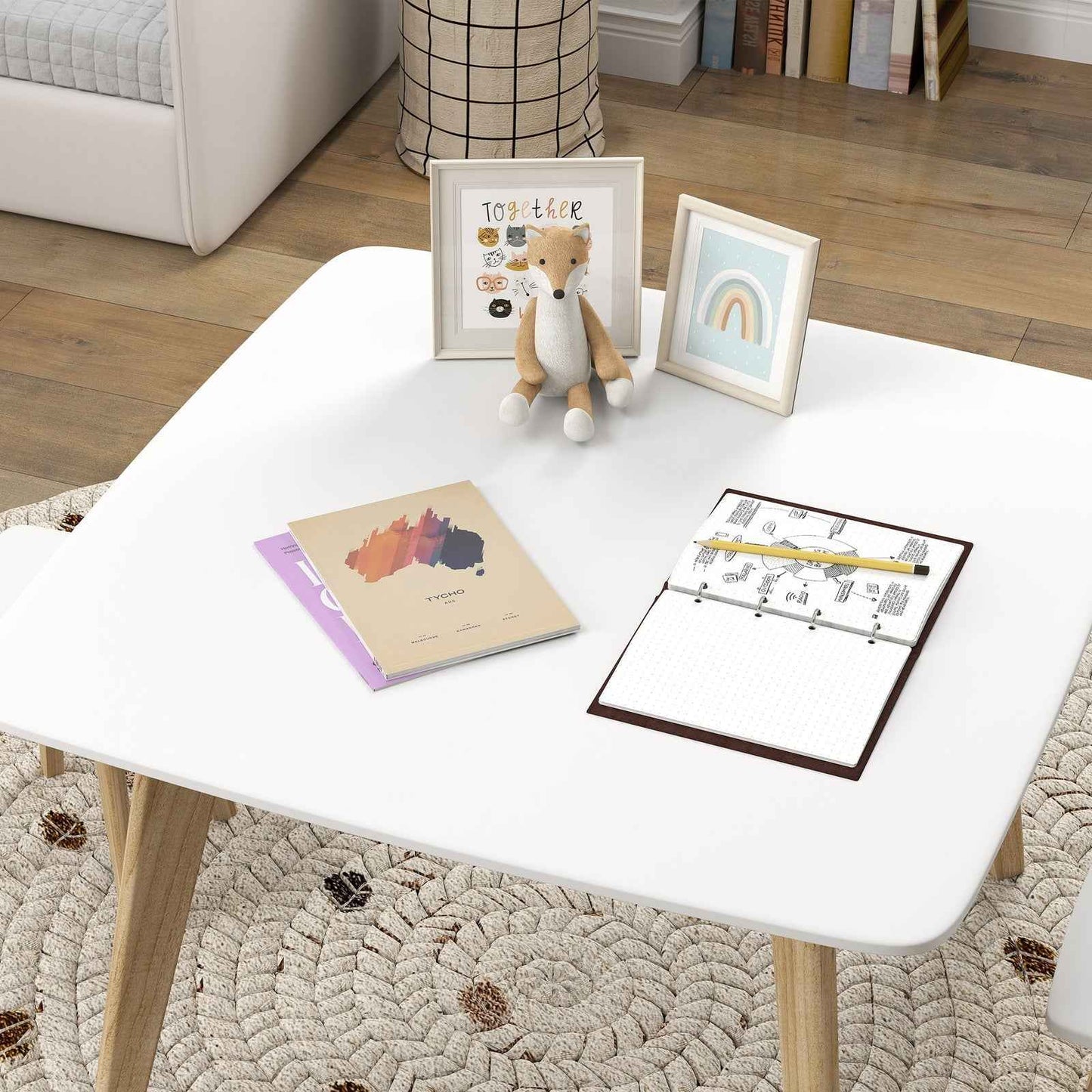 Ergo Heights Kids Desk and Chair Set with Wooden Legs