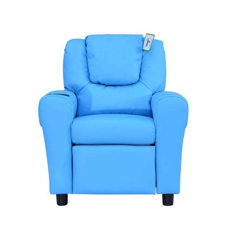 Ergo Heights Kids Recliner Chair With Cup Holder Blue.