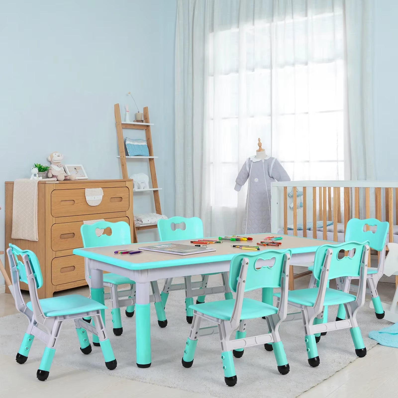 Ergo Heights Kids Table and Chairs For Playroom or Nursery.