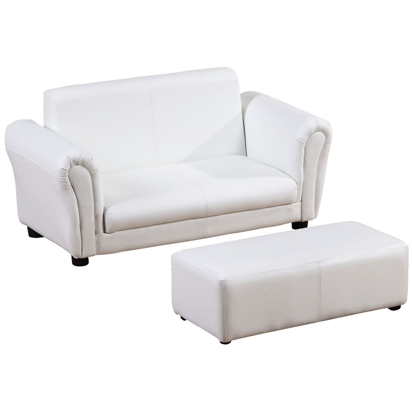 Ergo Heights Kids White Sofa Set with Ottoman.