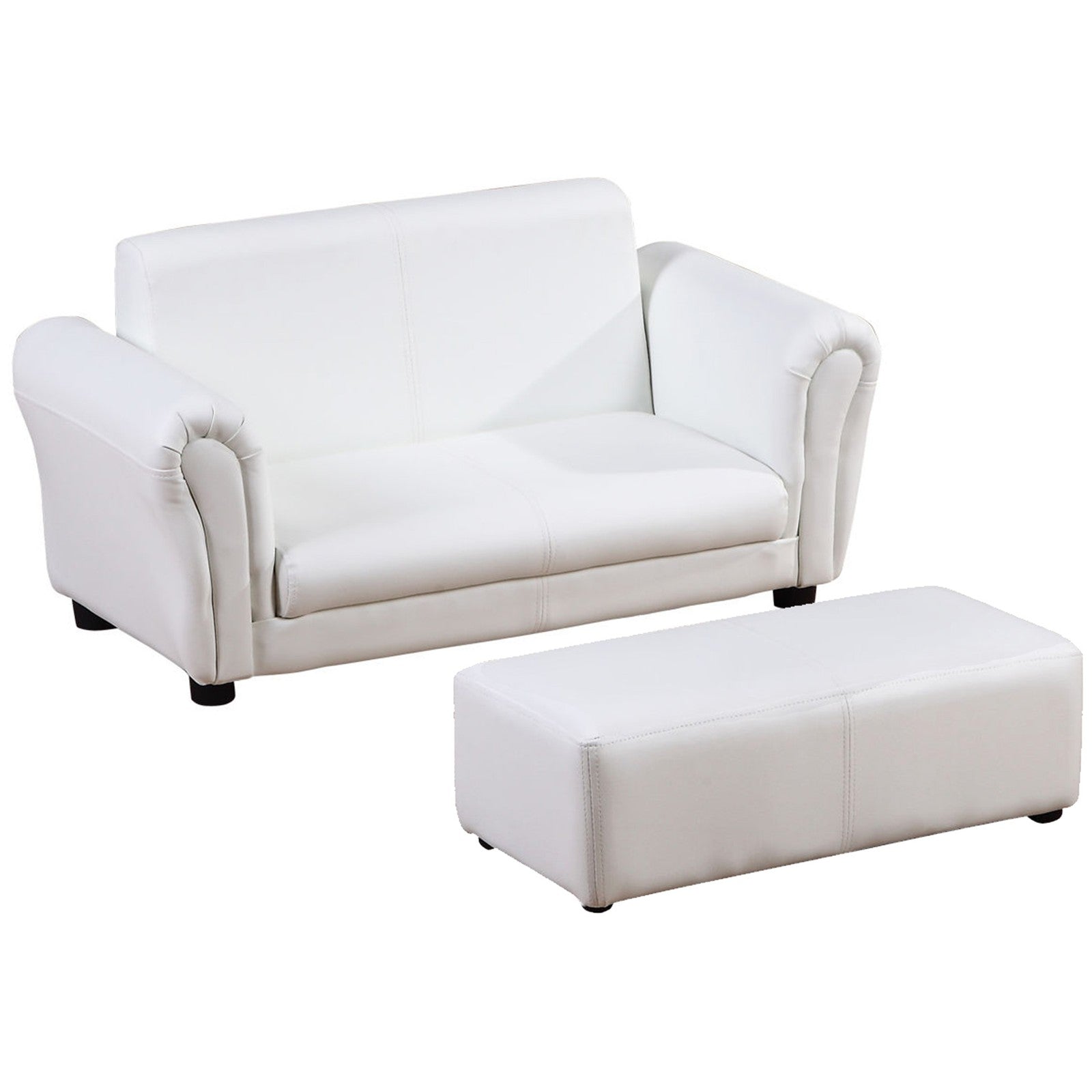 Ergo Heights Kids White Sofa Set with Ottoman.