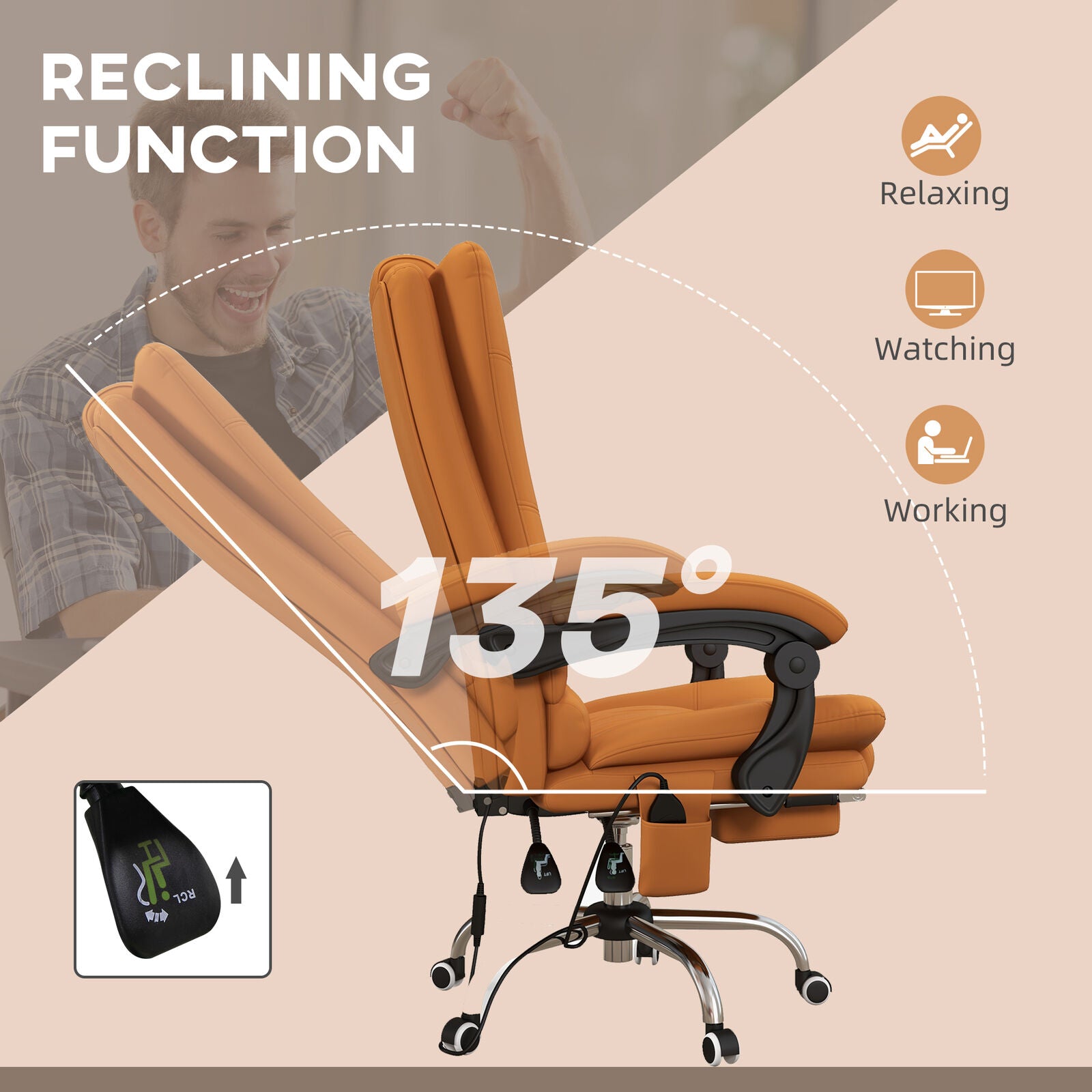 Ergo Heights Massage Office Chair with Footrest.