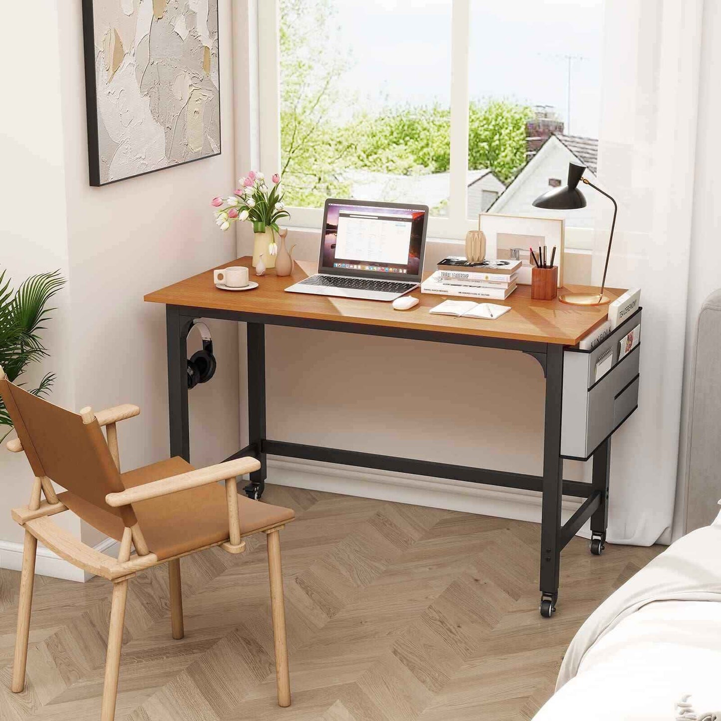 Ergo Heights Mobile Workstation Desk with Caster Wheels - Ergo Heights