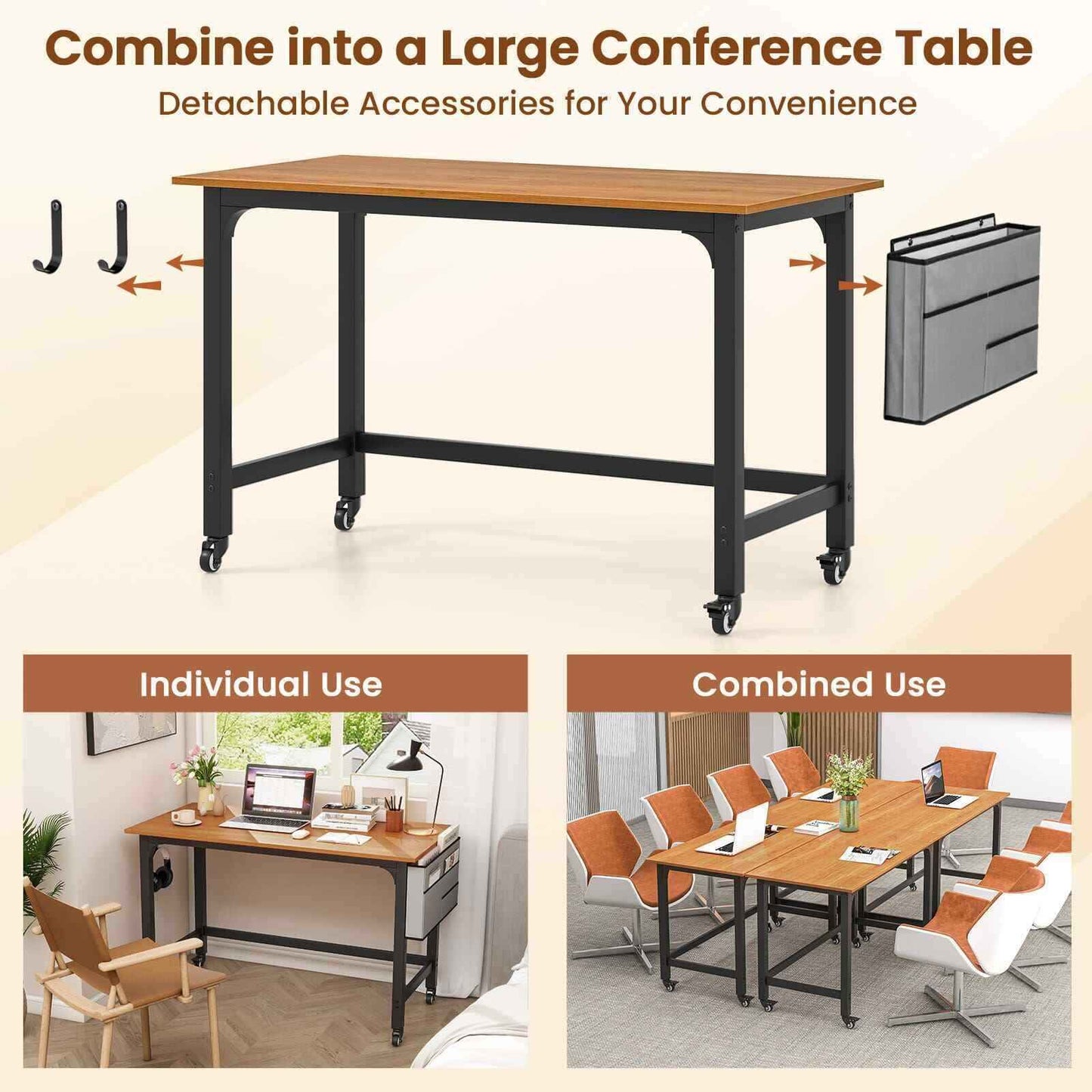 Ergo Heights Mobile Workstation Desk with Caster Wheels - Ergo Heights
