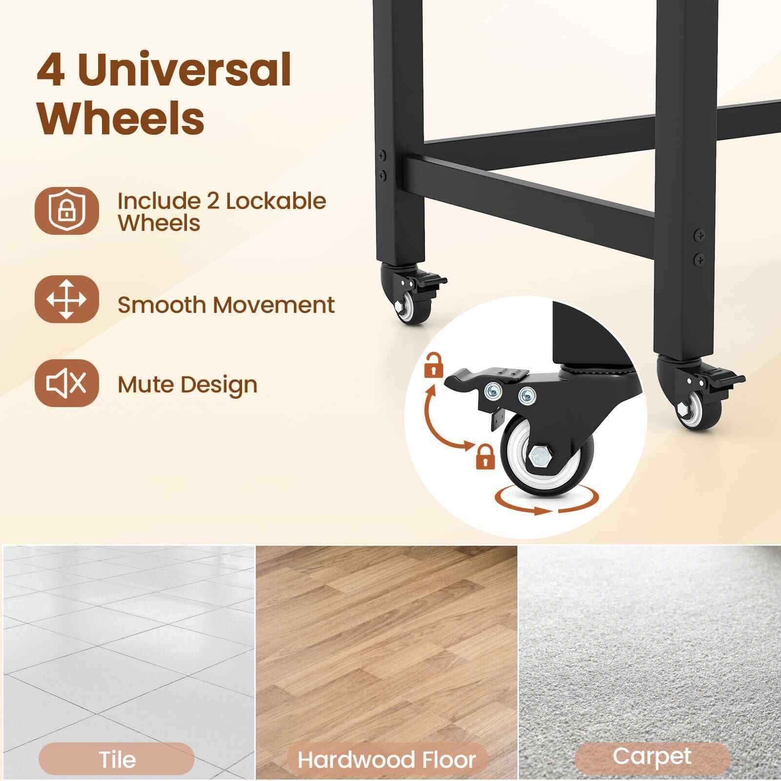 Ergo Heights Mobile Workstation Desk with Caster Wheels - Ergo Heights