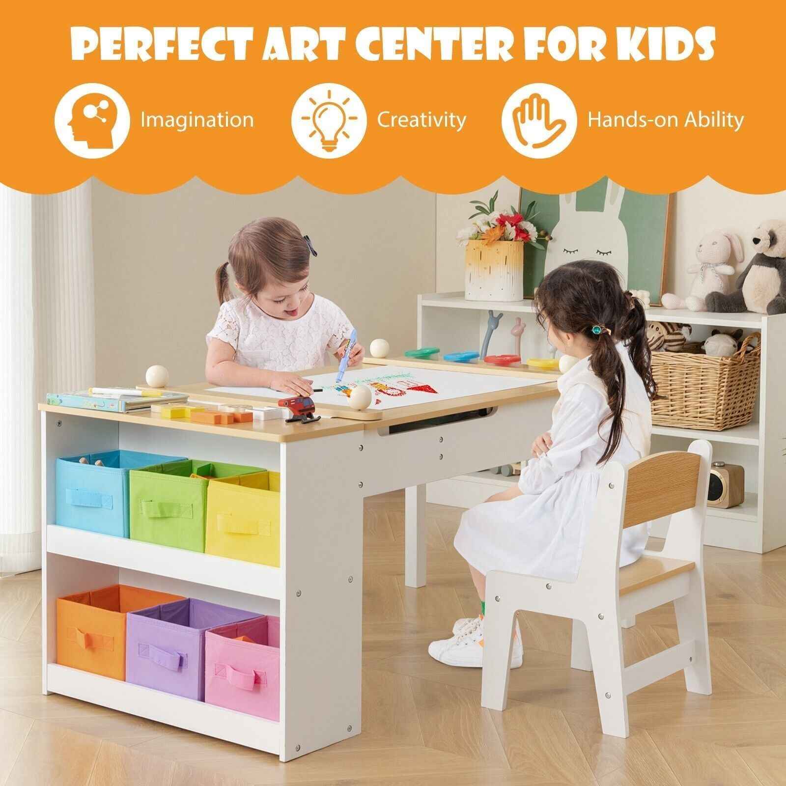 Ergo Heights Multifunctional Art Desk for Kids with Chairs - Ergo Heights