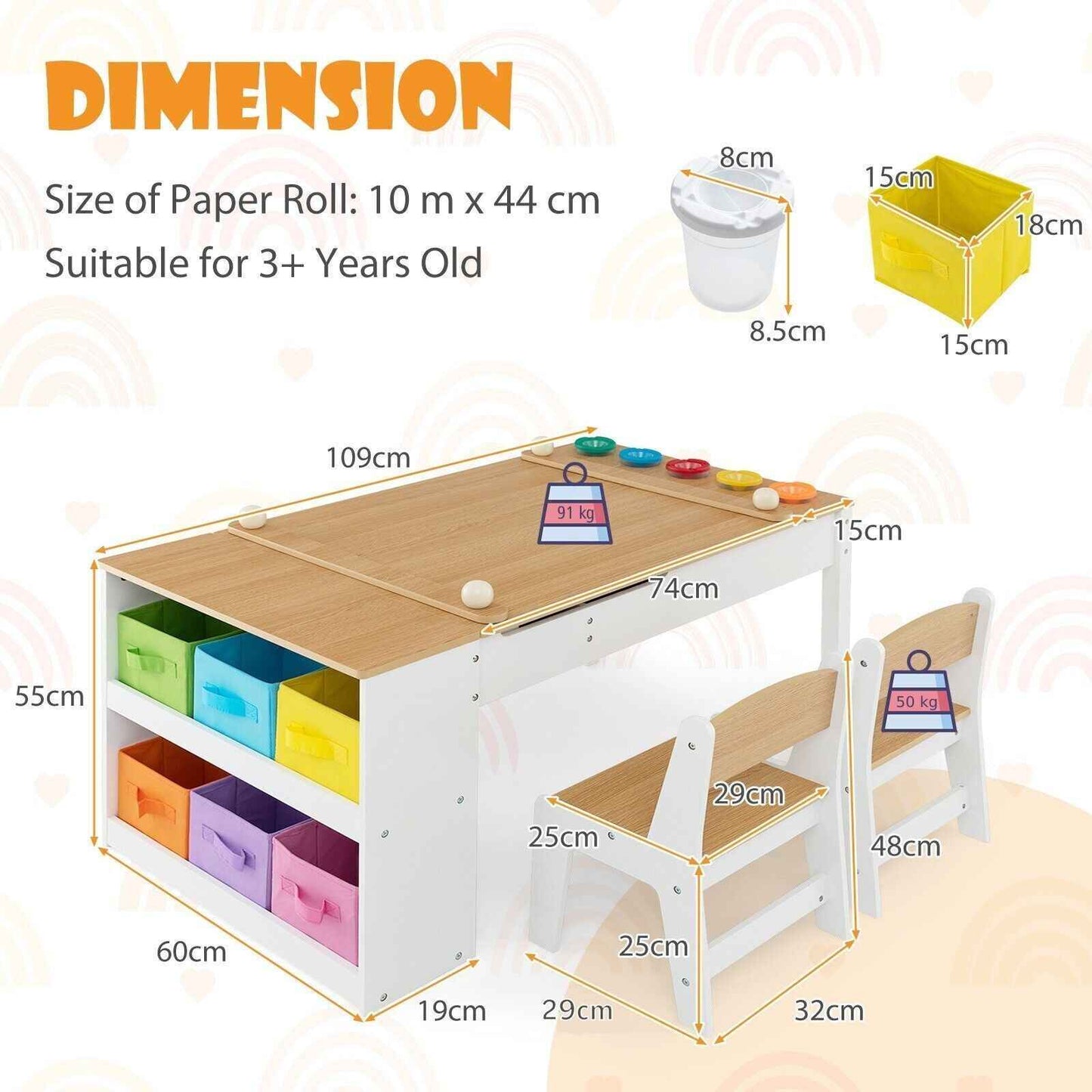 Ergo Heights Multifunctional Art Desk for Kids with Chairs - Ergo Heights