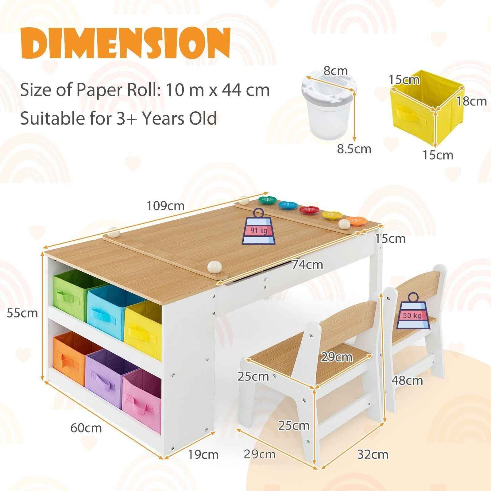 Ergo Heights Multifunctional Art Desk for Kids with Chairs - Ergo Heights