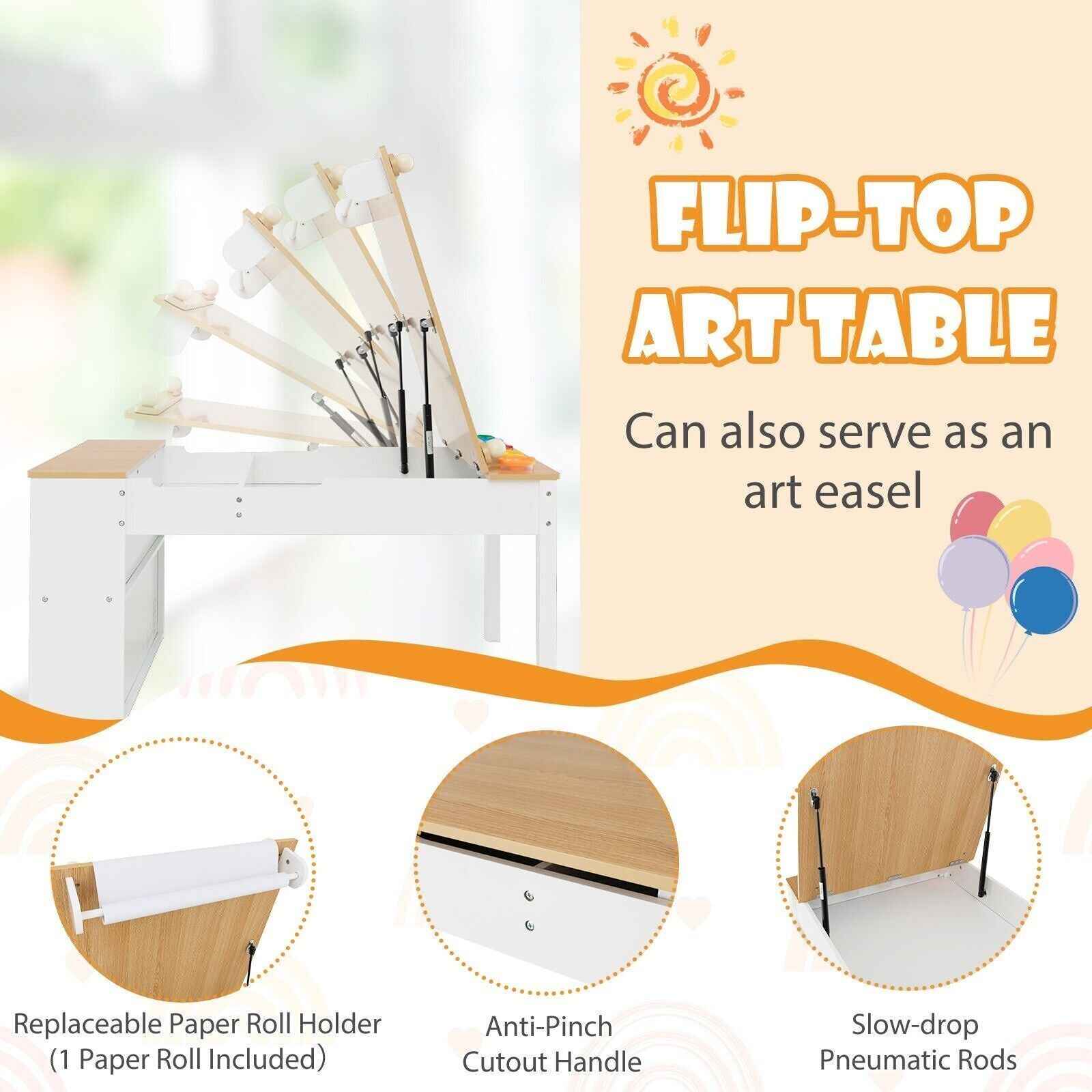 Ergo Heights Multifunctional Art Desk for Kids with Chairs - Ergo Heights