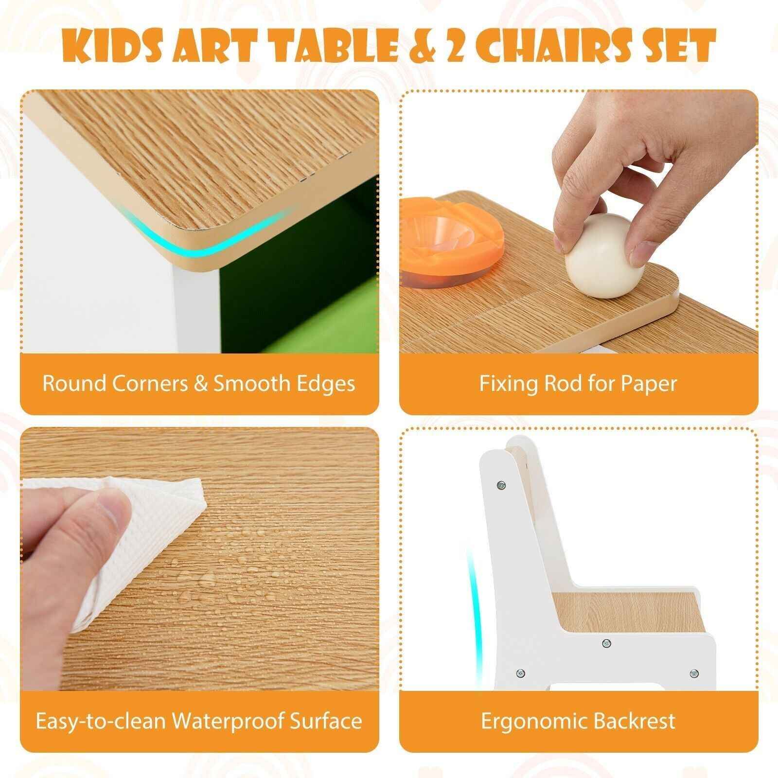 Ergo Heights Multifunctional Art Desk for Kids with Chairs - Ergo Heights