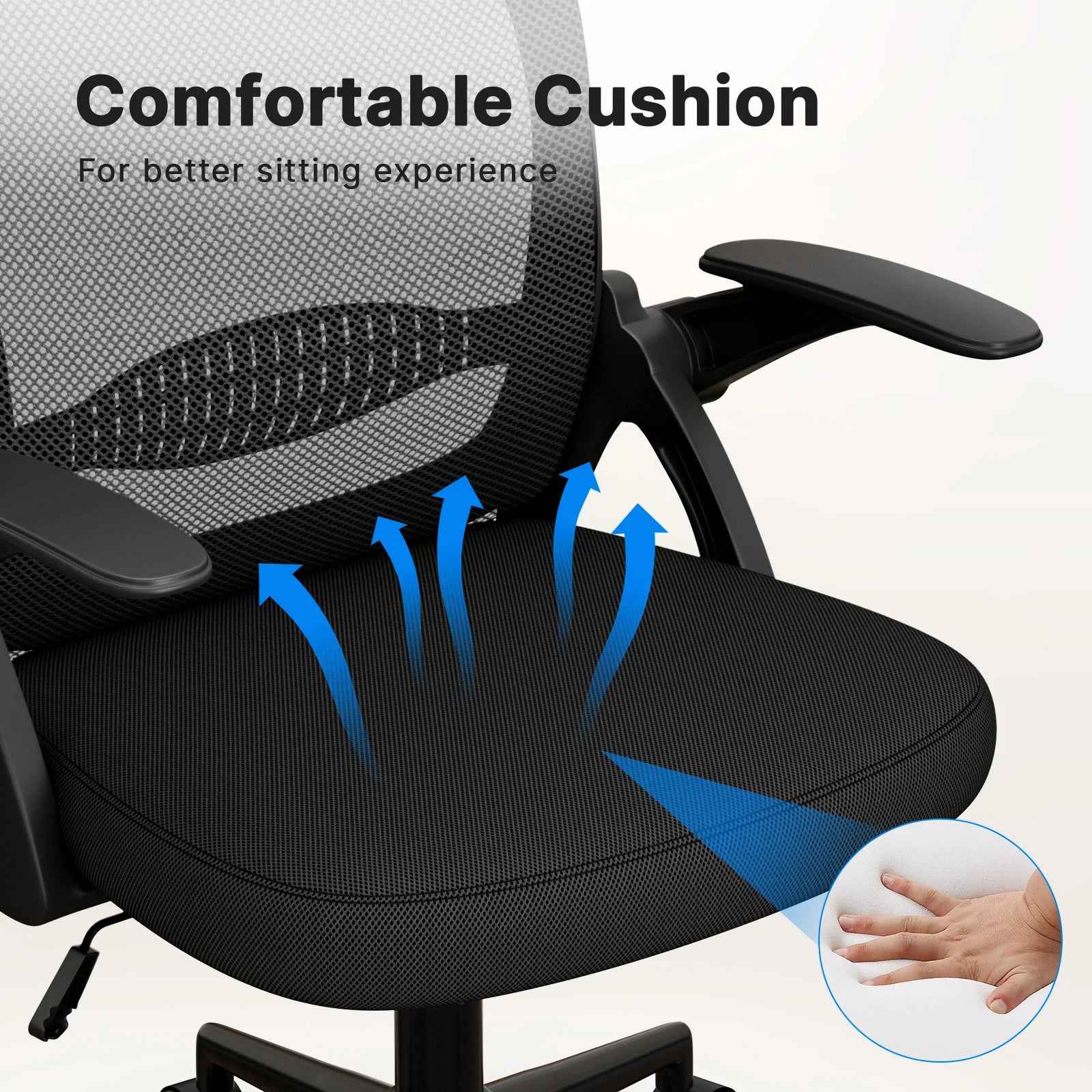 Ergo Heights Office Chair with Flip-Up Armrests - Ergonomic Mesh - Ergo Heights