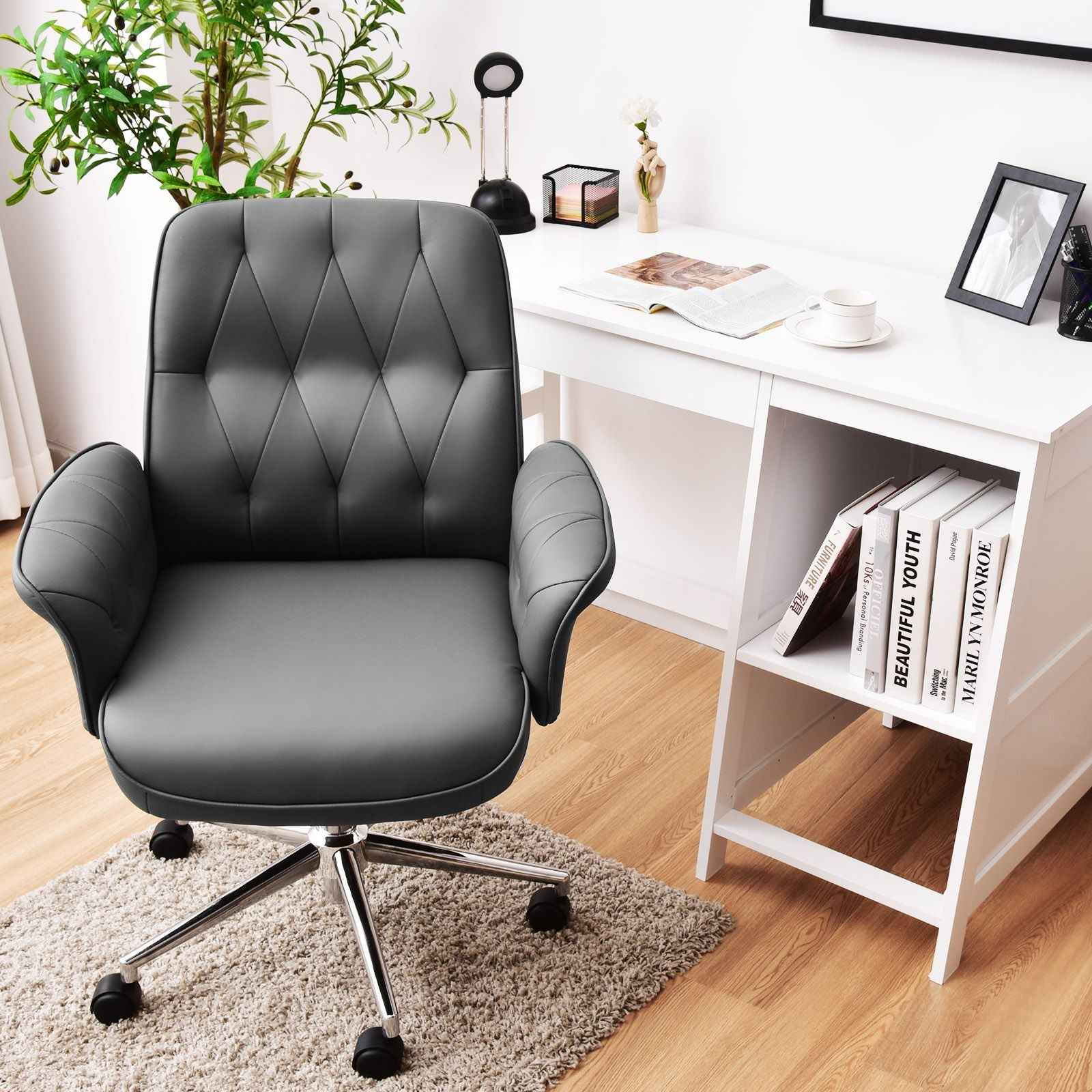 Adjustable Swivel PU Leather Office Chair with Rocking Function - Ergo Heights