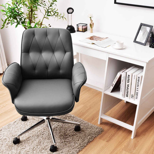 Adjustable Swivel PU Leather Office Chair with Rocking Function - Ergo Heights