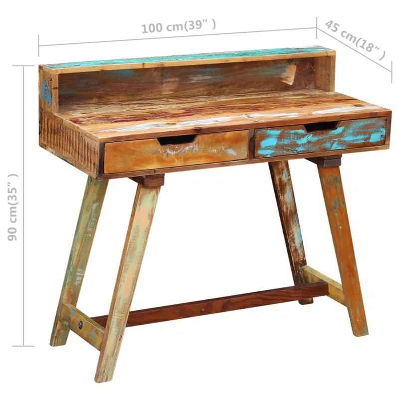 Ergo Heights Real Wood Desk Vintage Look with Storage