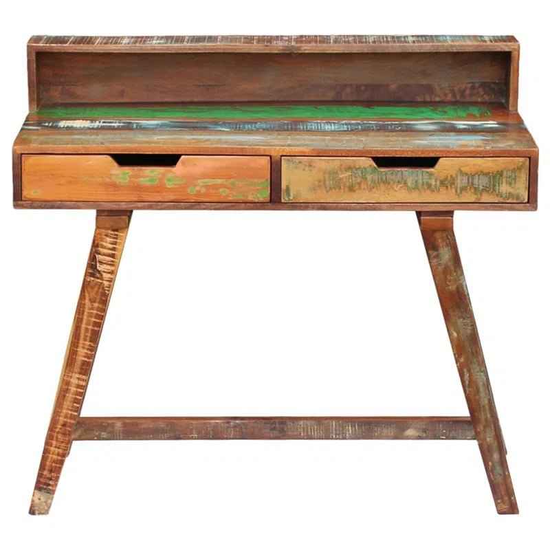 Ergo Heights Real Wood Desk Vintage Look with Storage