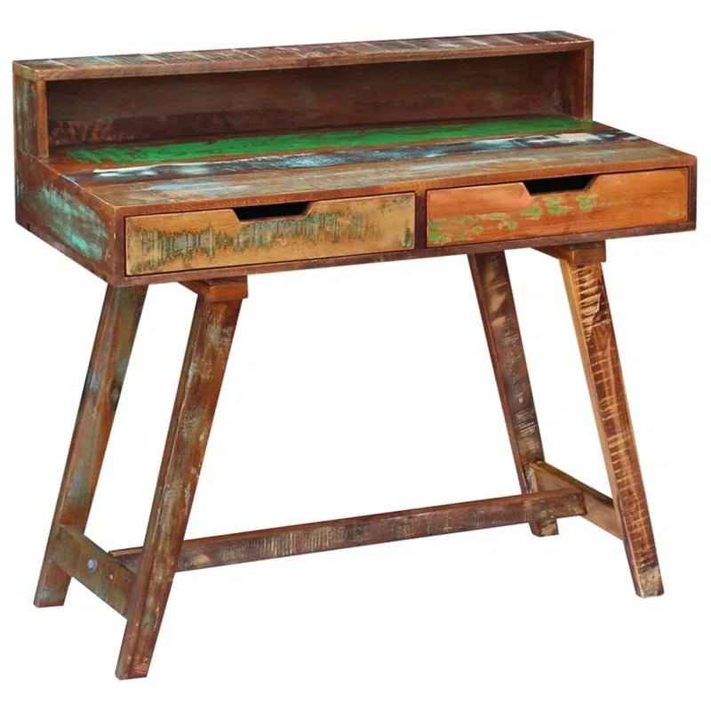 Ergo Heights Real Wood Desk Vintage Look with Storage
