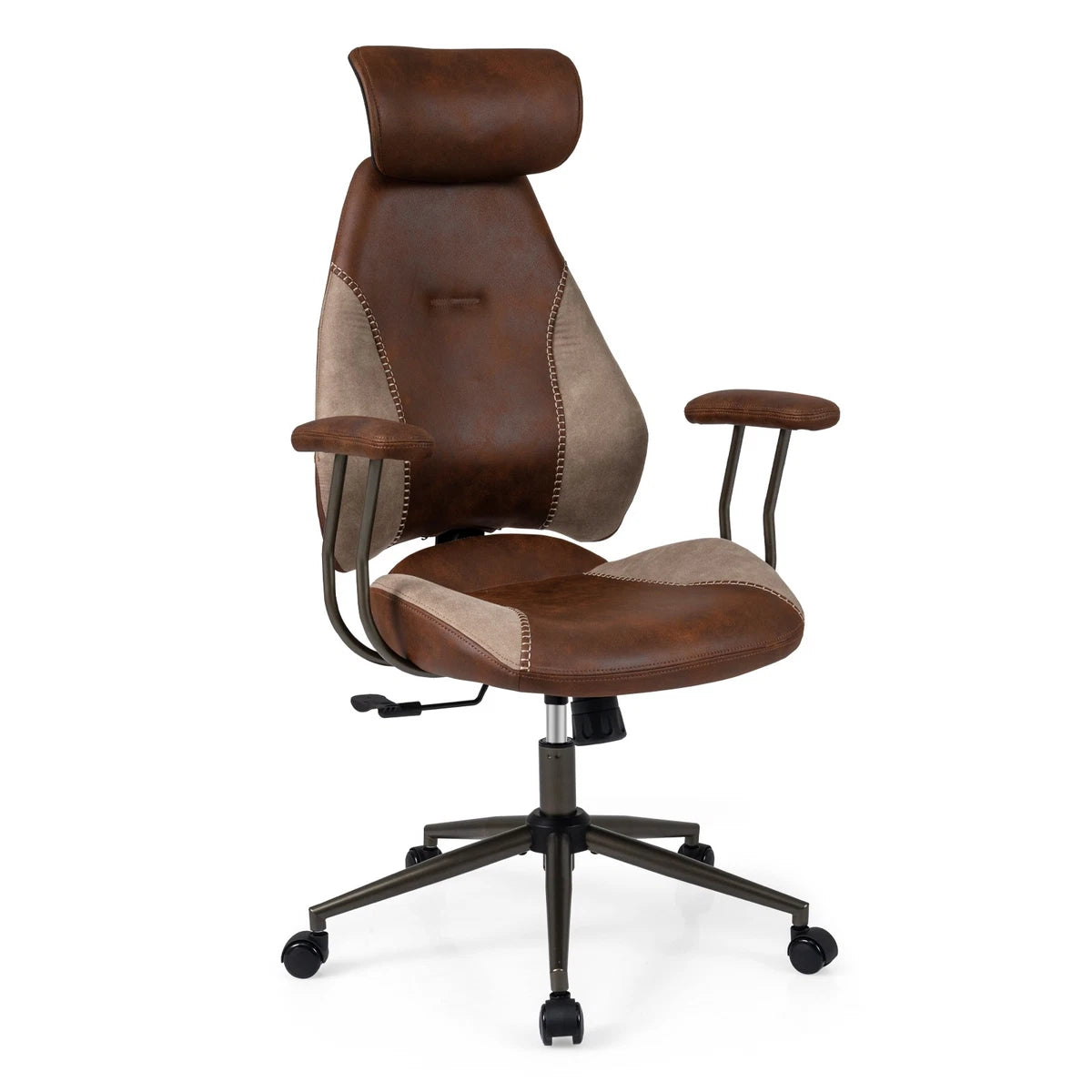 Suede Ergonomic Office Chair with Adjustable Headrest