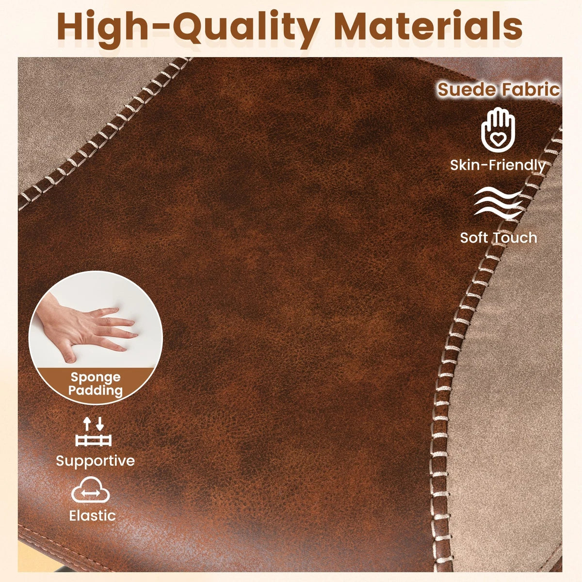 Suede Ergonomic Office Chair with Adjustable Headrest