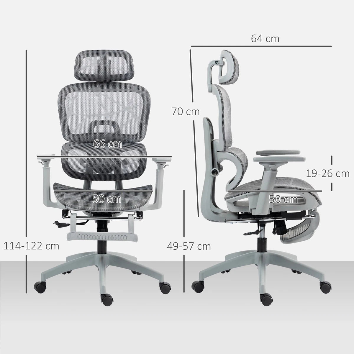 Premium Ergonomic Mesh Office Chair with Adjustable Lumbar Support, Headrest & Footrest