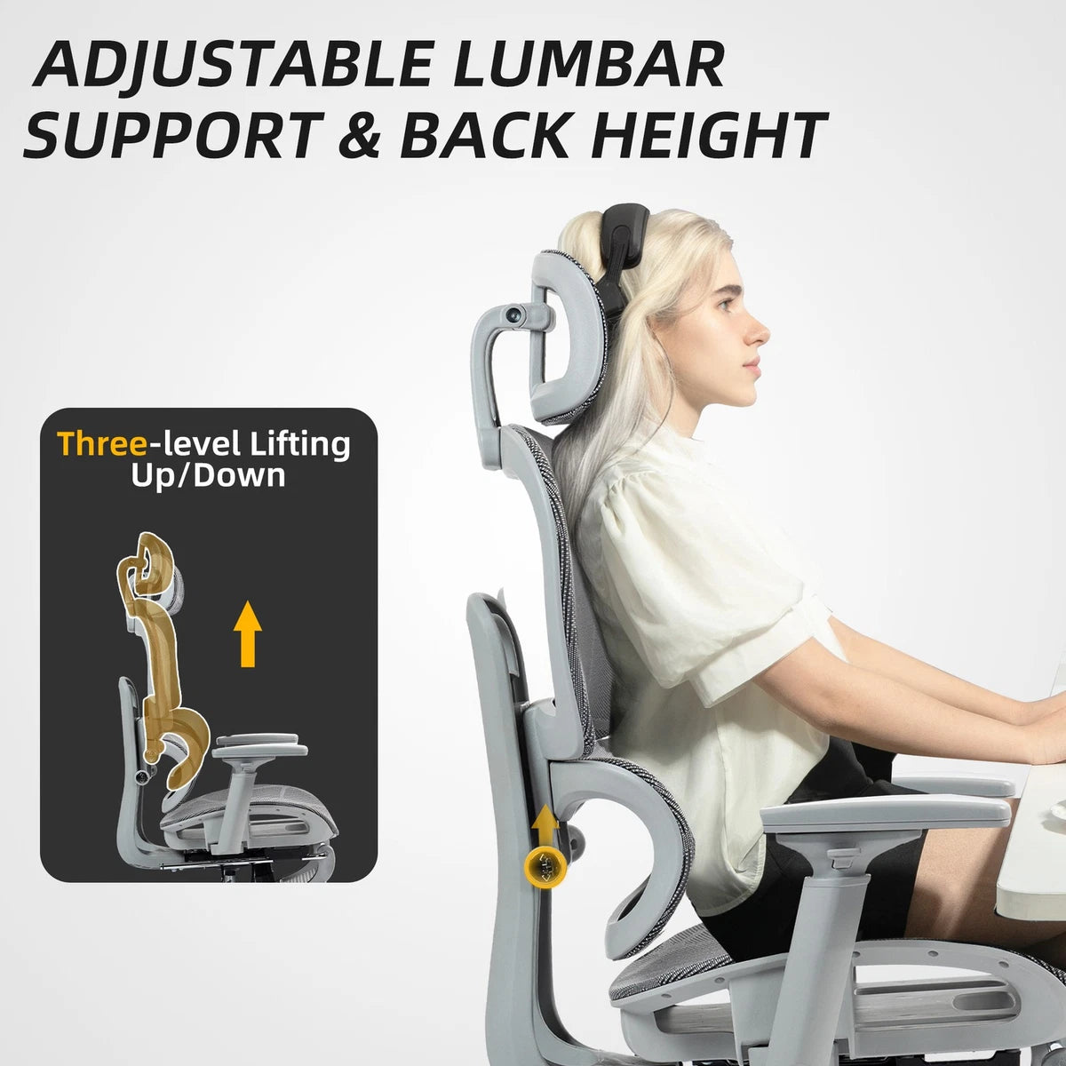 Premium Ergonomic Mesh Office Chair with Adjustable Lumbar Support, Headrest & Footrest