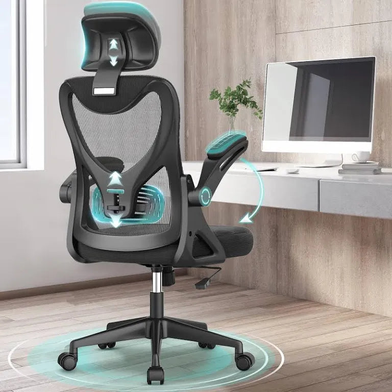 Ergonomic Office Chair | High-Back Mesh with Lumbar Support & Flip-Up Armrests