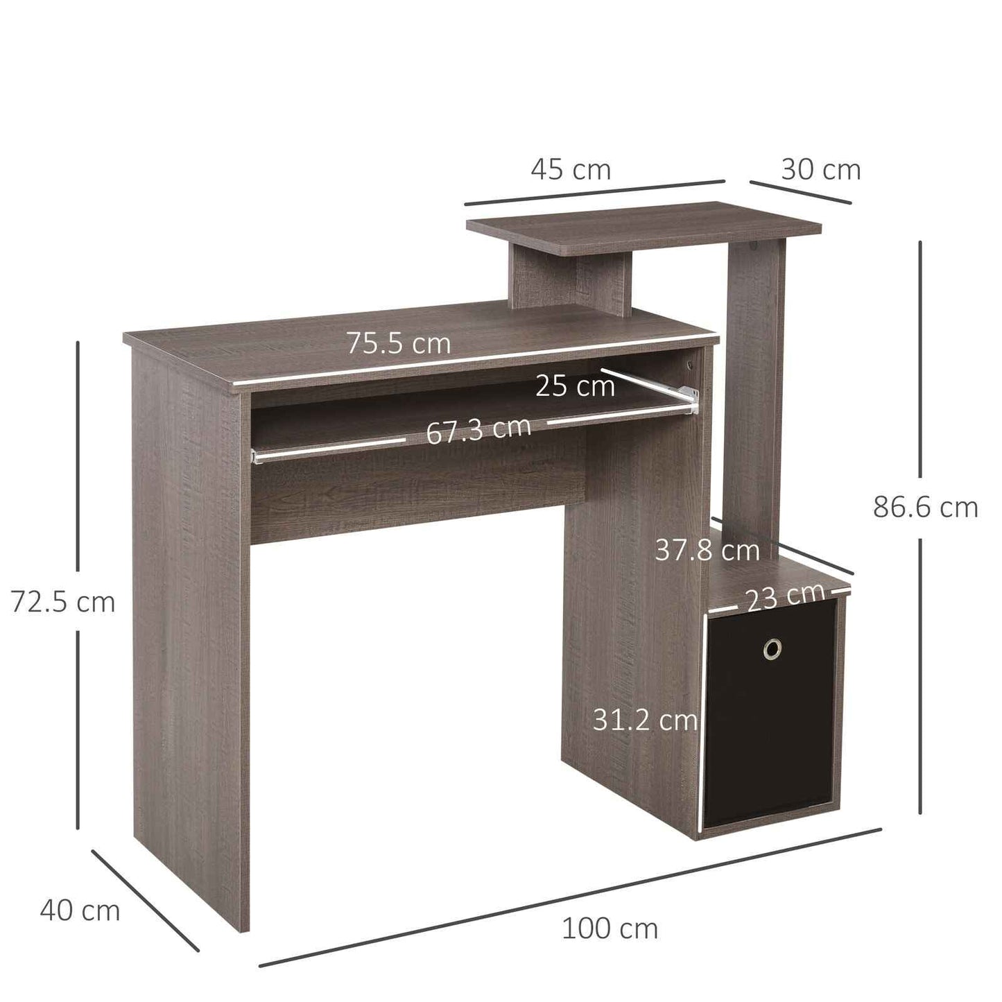 Ergo Heights Sliding Keyboard Tray Desk UK with Storage - Ergo Heights