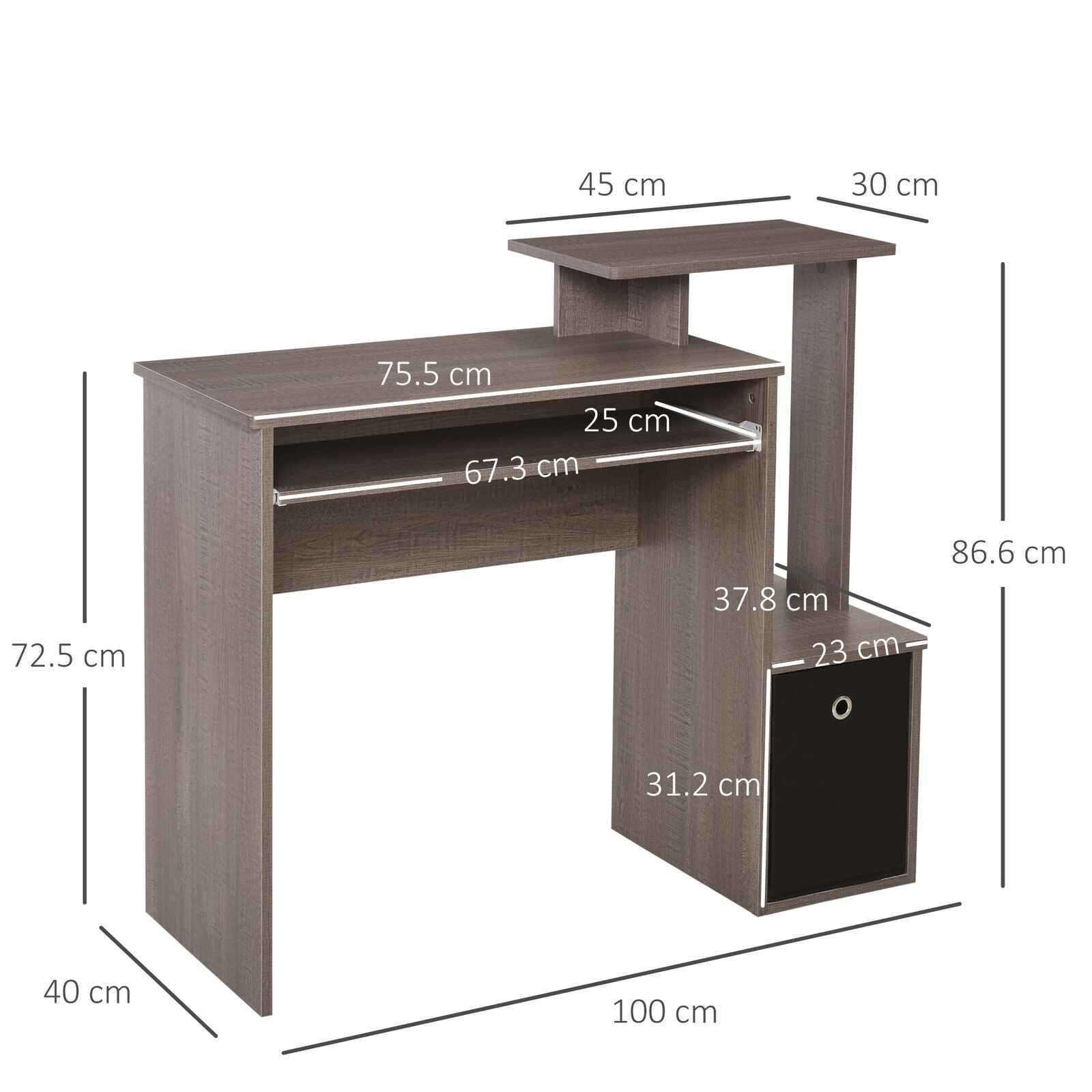 Ergo Heights Sliding Keyboard Tray Desk UK with Storage - Ergo Heights