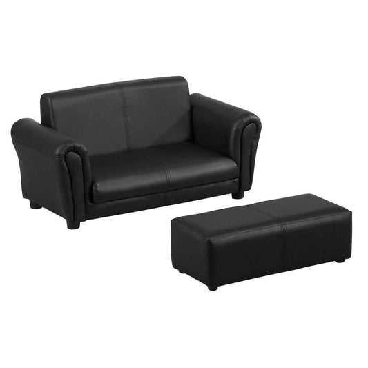 Ergo Heights Toddler 2 Seater Armchair Black with Ottoman