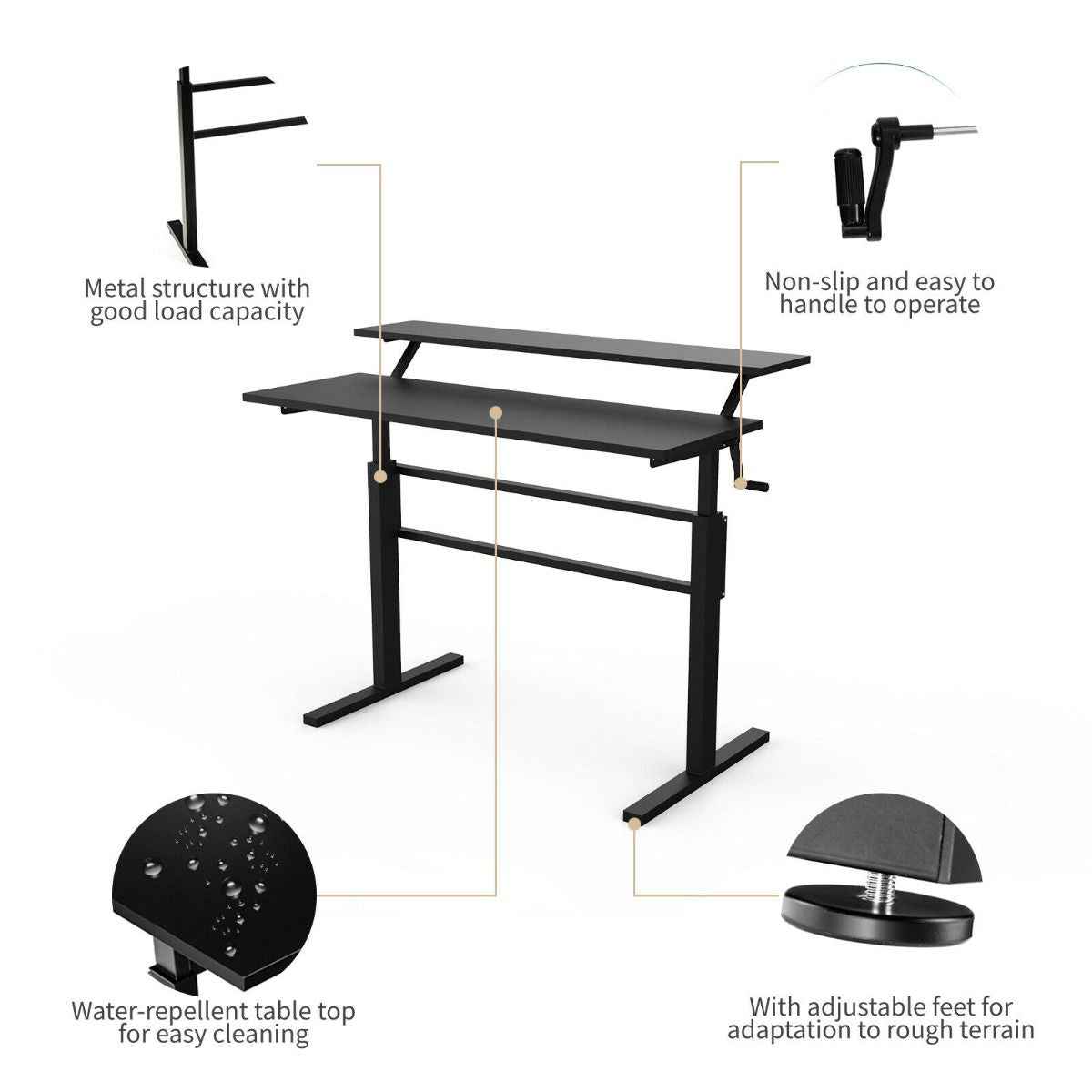 Ergo Heights Height Adjustable Office Desk for Ergonomic Work - Ergo Heights