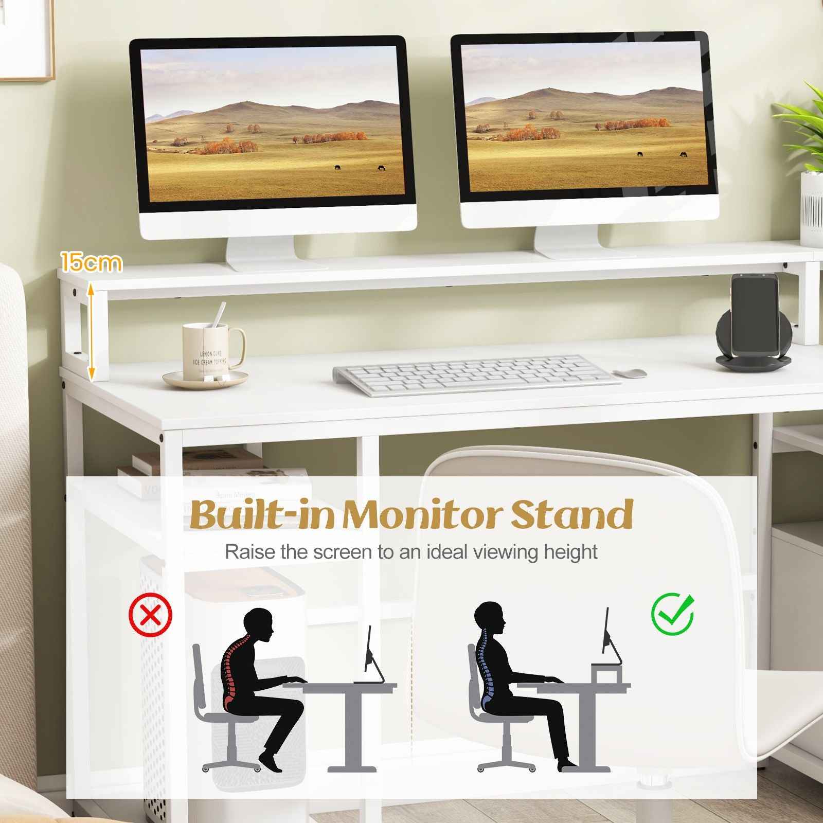 Ergo Heights Large Office Desk for Productivity - Ergo Heights