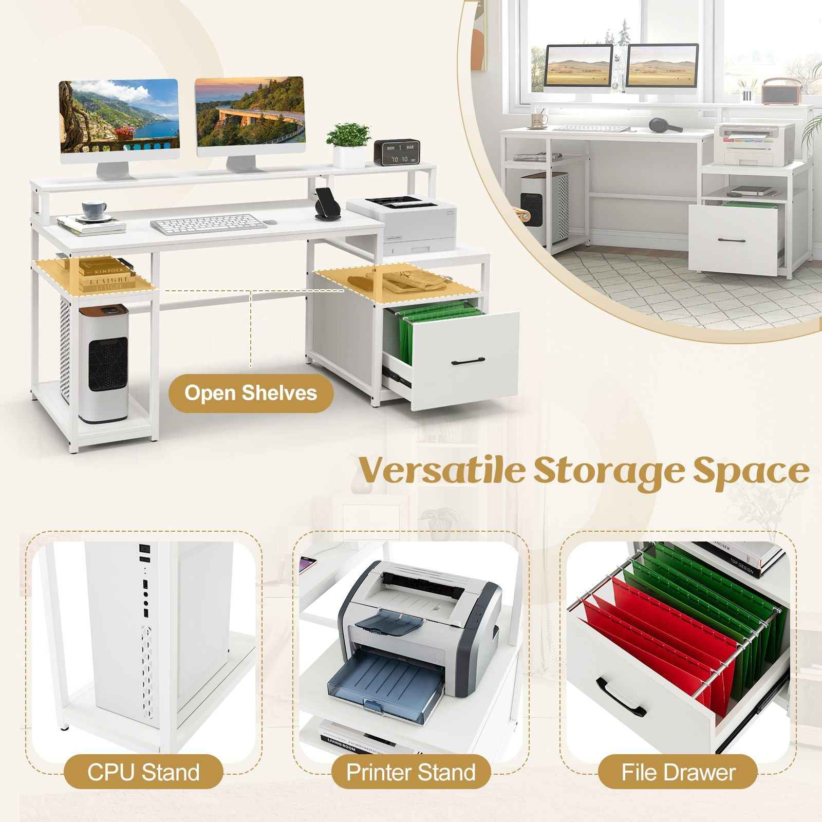 Ergo Heights Large Office Desk for Productivity - Ergo Heights