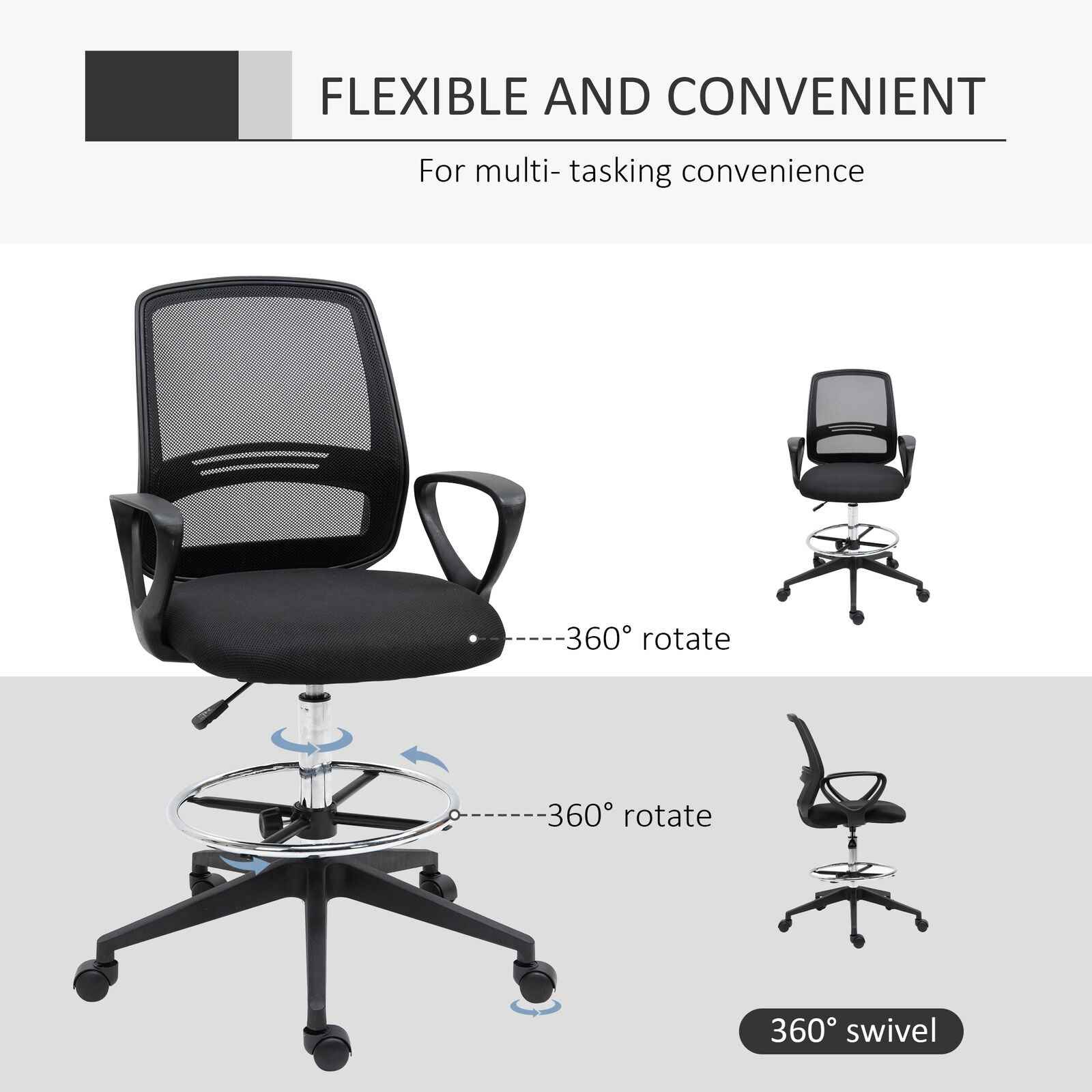 Ergo Heights Vinsetto Tall Desk Chair for Home Office - Ergo Heights