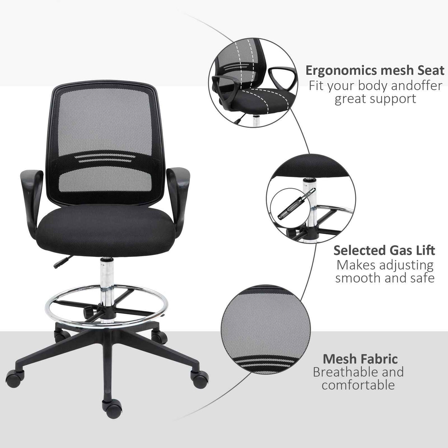 Ergo Heights Vinsetto Tall Desk Chair for Home Office - Ergo Heights