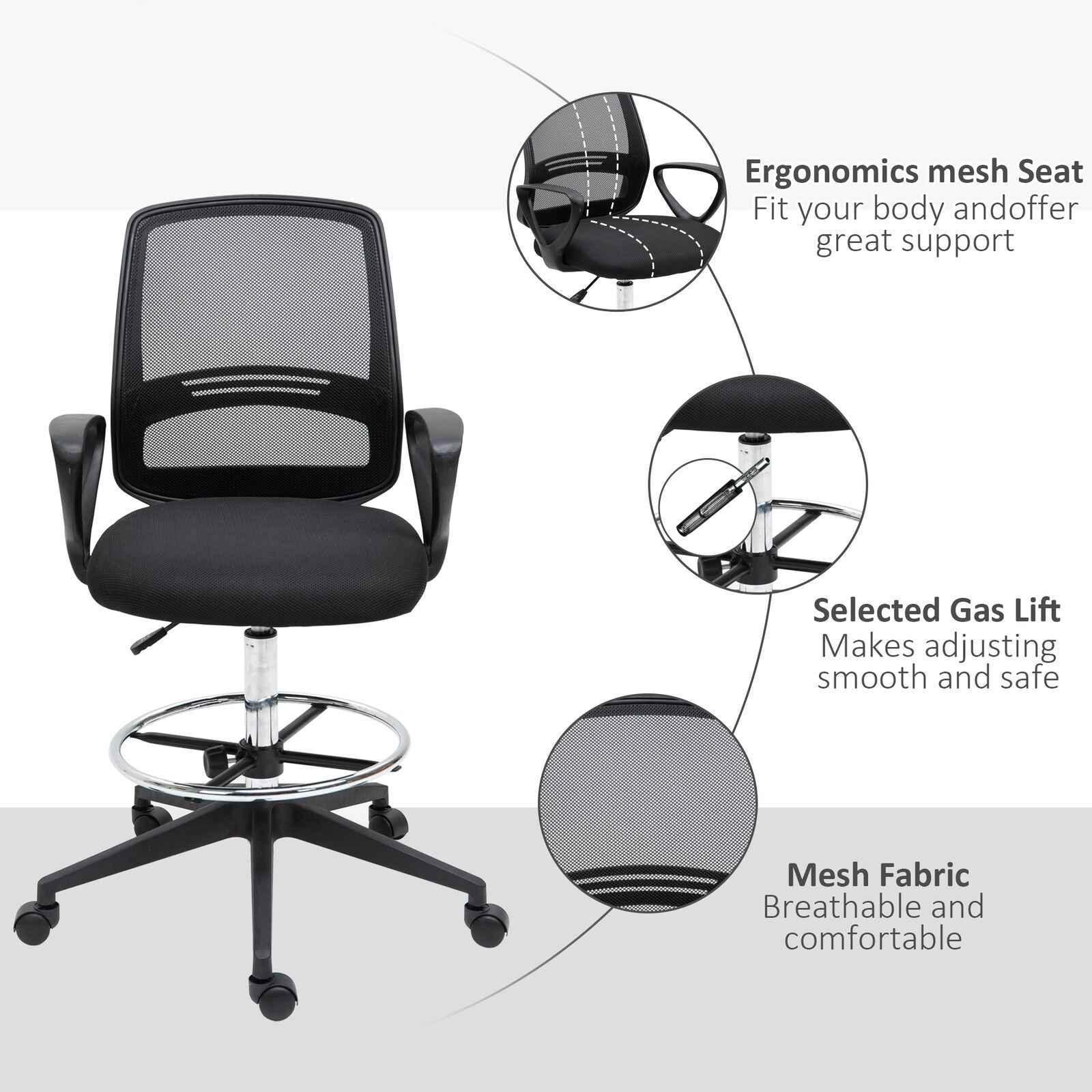 Ergo Heights Vinsetto Tall Desk Chair for Home Office - Ergo Heights